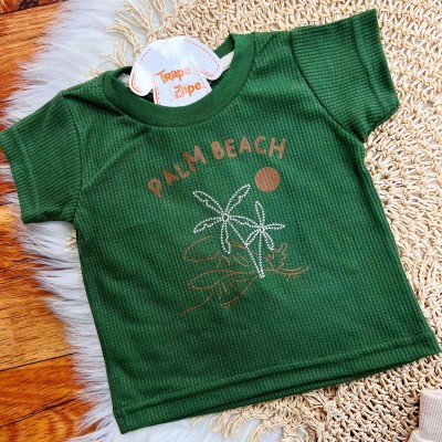  Conj. Camiseta Palm Beach e Bermuda - Verde Musgo e Areia